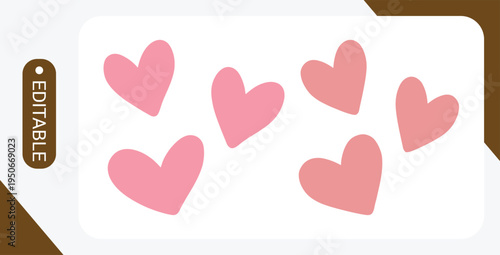 Three Pink Hearts Valentine Icon. Romantic Love Heart Symbol Vector Illustration.