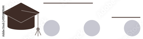 Academic success, student goals, learning tools, knowledge building, achievement, educational resources. A graduation cap alongside a simple diagram. Academic success and student goals concept