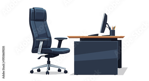 Modern Office Chair and Desk Setup.