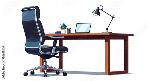 Modern Office Chair with Desk and Computer.