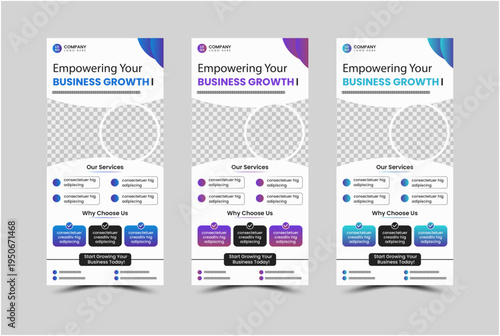 Modern Corporate Business DL Flyer Template with Three Color Variants