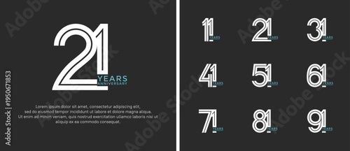 anniversary vector logo set, white and blue color can be use for celebration