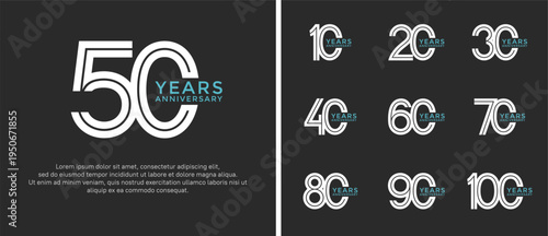 anniversary vector logo set, white and blue color can be use for celebration