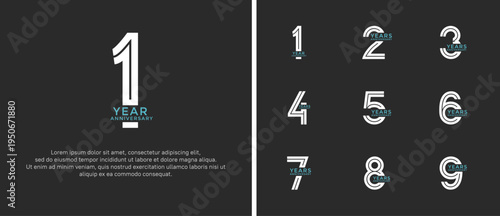 anniversary vector logo set, white and blue color can be use for celebration