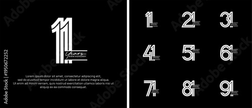 anniversary vector logo set, white color with handwriting can be use for celebration