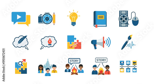 Collection of business communication icons.