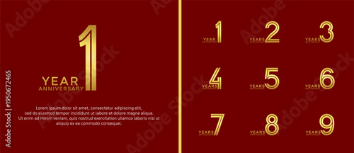 anniversary vector logo set, gold color can be use for celebration