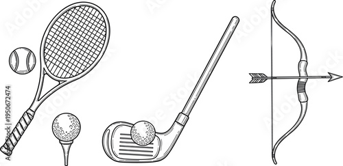 A collection of sports equipment on transparent background