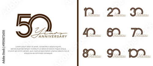anniversary vector logo set, black color with handwriting can be use for celebration