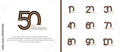 anniversary vector logo set, black color with handwriting can be use for celebration