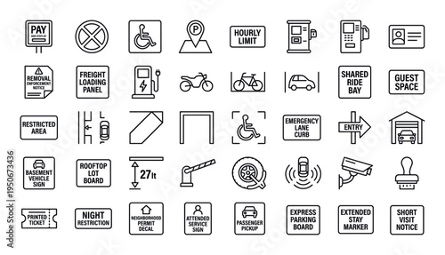 Vehicle standing regulation set including pay and display board, stopping prohibited disc, accessible bay emblem, designated spot