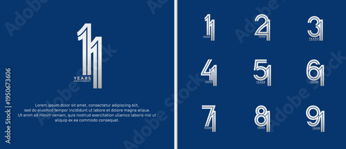 anniversary vector logo set, silver color can be use for celebration