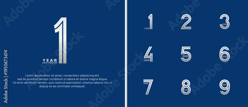 anniversary vector logo set, silver color can be use for celebration