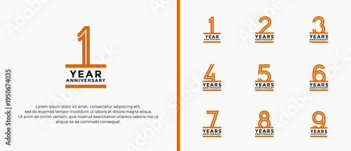 anniversary vector logo set, brown and black color can be use for celebration