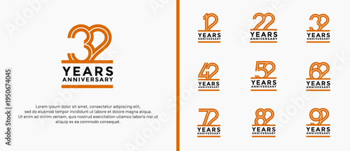 anniversary vector logo set, brown and black color can be use for celebration