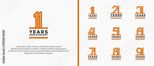 anniversary vector logo set, brown and black color can be use for celebration