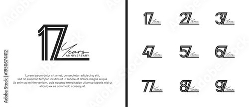 anniversary vector logo set, black color and handwriting can be use for celebration