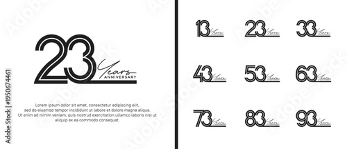 anniversary vector logo set, black color and handwriting can be use for celebration