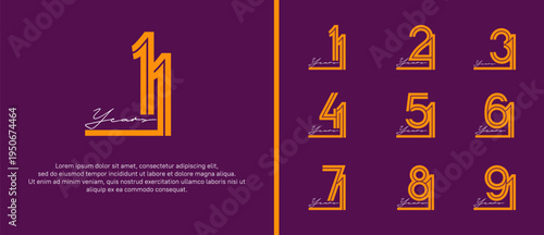 anniversary vector logo set, orange color with white handwriting can be use for celebration