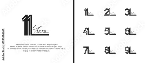 anniversary vector logo set, black color and handwriting can be use for celebration