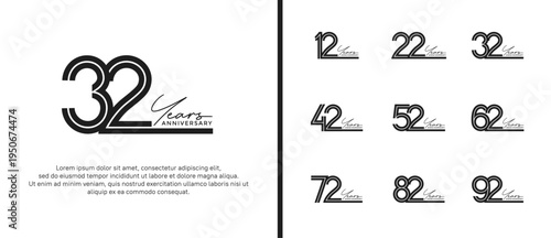 anniversary vector logo set, black color and handwriting can be use for celebration