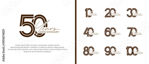 anniversary vector logo set, black color with handwriting can be use for celebration