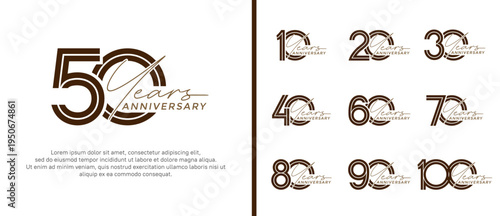 anniversary vector logo set, black color with handwriting can be use for celebration