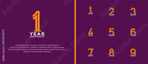 anniversary vector logo set, orange and white color can be use for celebration