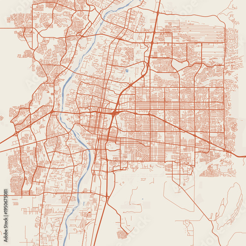 Albuquerque City Map Sophisticated Geometric Urban Topography Featuring Meticulous Linework and Balanced Composition in a Timeless Minimalist Terracotta Earth Blueprint Aesthetic for Modern Decor.