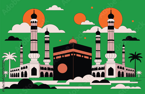 Kaaba In Mecca Flat Vector Illustration Vector Illustration