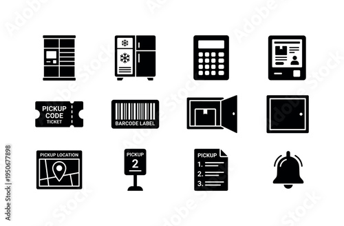Automated parcel locker column, refrigerated pickup locker, secure access keypad panel, smart locker touchscreen, pickup code