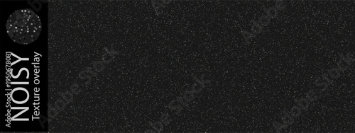 Noisy black bg with white grainy pattern, dots overlay for vector dark texture. Grunge paper effect and gritty abstract dust on vintage halftone wall. Seamless distress gradation, wall light dissolve