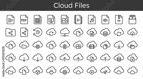 document icon, PDF file, spreadsheet file, presentation file, image file, video file, audio file, archive file, shared folder,