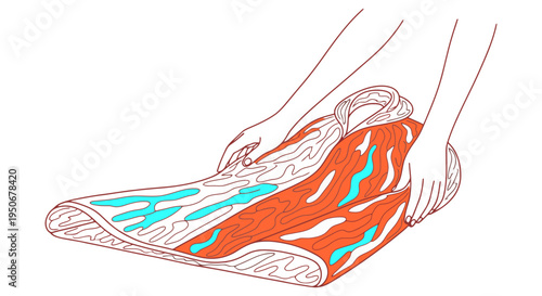 Vector illustration hands spreading patterned cloaks palm branches Palm Sunday triumphal entry scene holy week religious easter lent christian church icon sheet art  asset