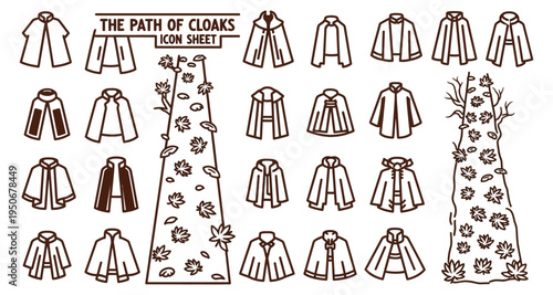 Vintage cloak palm branch vector icon sheet set hand drawn style religious observances historical triumphal entry holy week lent christian easter graphic design editable clip elements