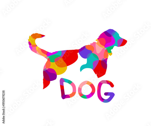 Object colored dog abstract logo. Simple design. Contemporary logo icon Hand drawn. Not AI, vector illustration.