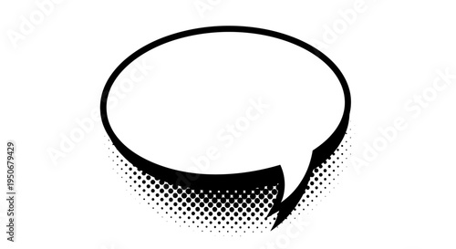 retro comic speech bubble graphic with halftone dots perfect for communication dialogue and thought in vintage pop art.