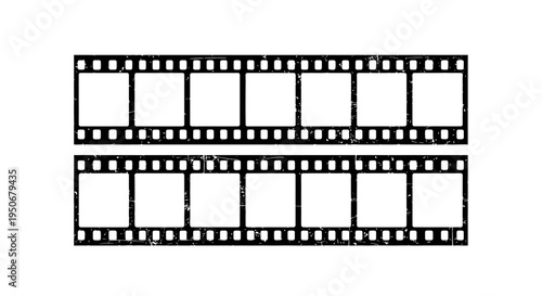 retro grunge film strip template with blank frames perfect for cinema movie or photography design elements on a white background
