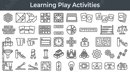 Hands on learning activities and early childhood development play items designed to build thinking skills creativity and problem