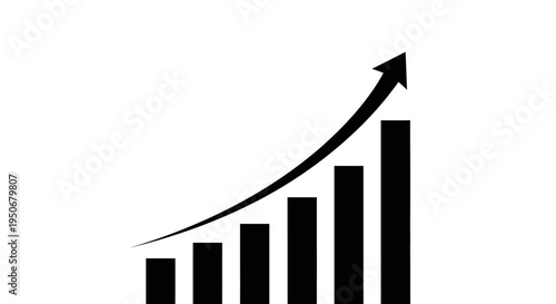 upward trending bar chart graphic with an arrow symbolizing business growth financial success and positive market progress