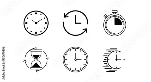 vector time icons set depicting measurement speed and repetition ideal for illustrating scheduling and deadlines