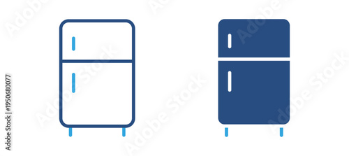 Refrigerator icon set. Double-door fridge appliance for kitchen food storage, household equipment concept. Vector illustration.
