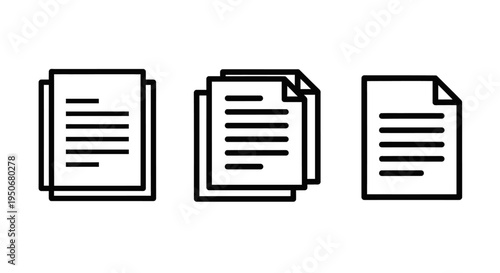 document icons set illustrating data management file organization and digital paperwork concepts perfect for business and technology design