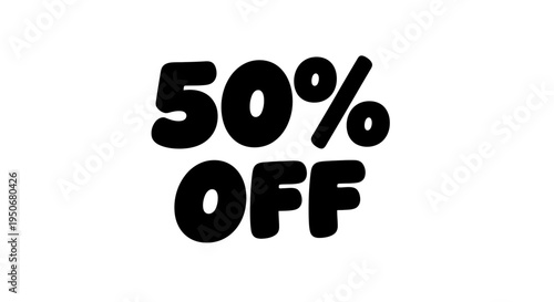 a bold 50 off discount message in a fun bubble font on white perfect for advertising sales and promotional offers and marketing campaigns.