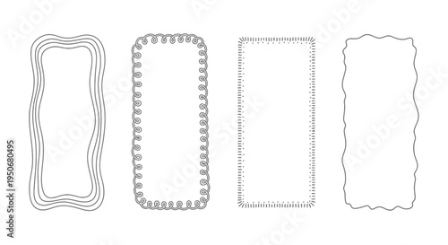 a collection of abstract frames and decorative borders with wavy spiral and dotted patterns perfect for modern graphic design projects