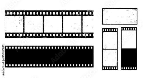 distressed film strip frames with grunge texture perfect for vintage photography concepts and creative graphic design projects with copy space