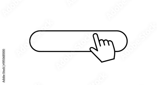hand cursor clicking a blank outline button on a white background perfect for illustrating user interface and web design concepts