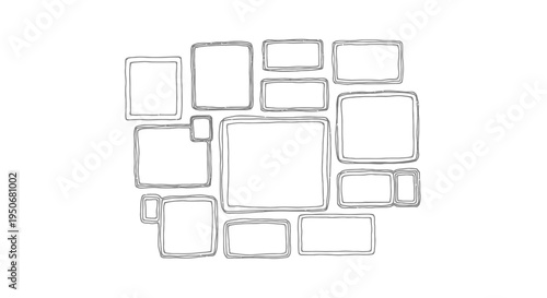 hand drawn blank frames collage template for custom design and content ideal for creative background or scrapbook layouts.