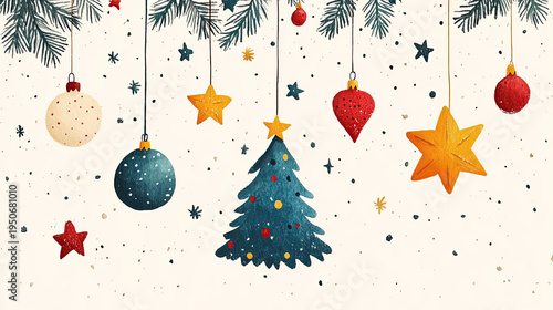 Festive Flat Style Tree with Joyful Accents