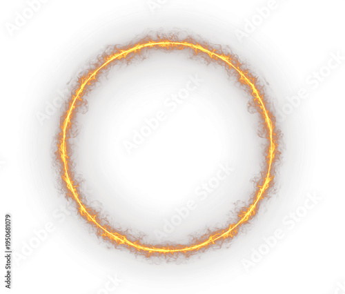 Burning fire circle flame ring with orange glowing energy and magic heat sparks for fantasy game vfx and cinematic portal design 